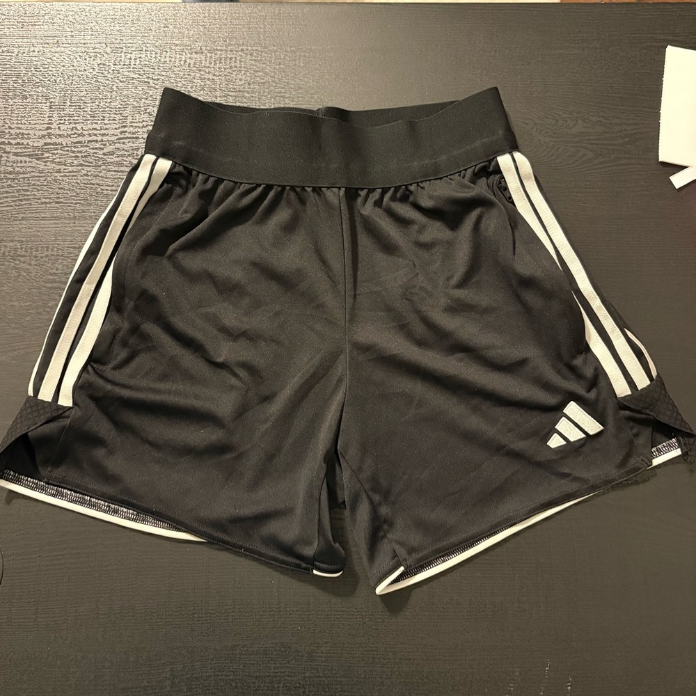 adidas Black Athletic Shorts with White Three-Stripes